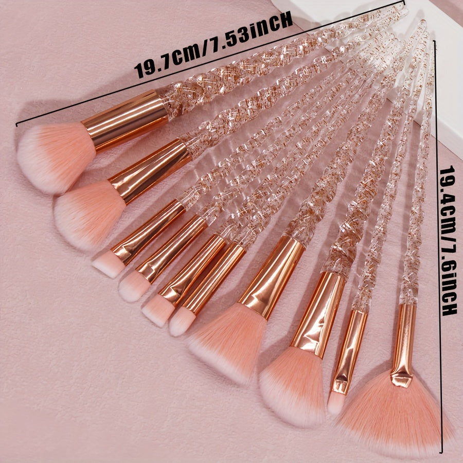 10pcs Oval Makeup Brush Set with Nylon Bristles & ABS Plastic Handles - Alcohol-Free, Perfect for Foundation, Eyeliner, Eye Shadow, Lip Brush - Ideal Beauty Gift for Halloween, Beauty Essentials|Elegant Brush Set|Durable Make